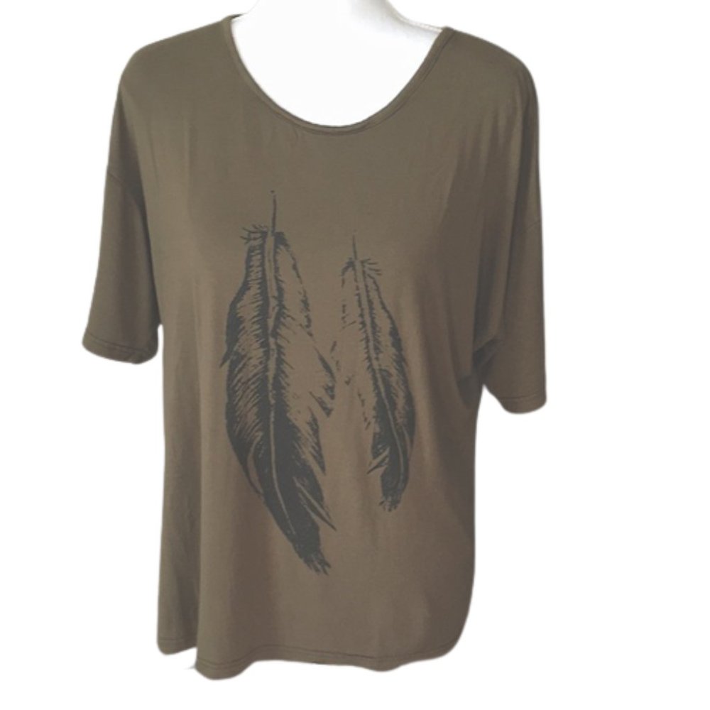 Romastory Womens Street Style Feather Pattern.